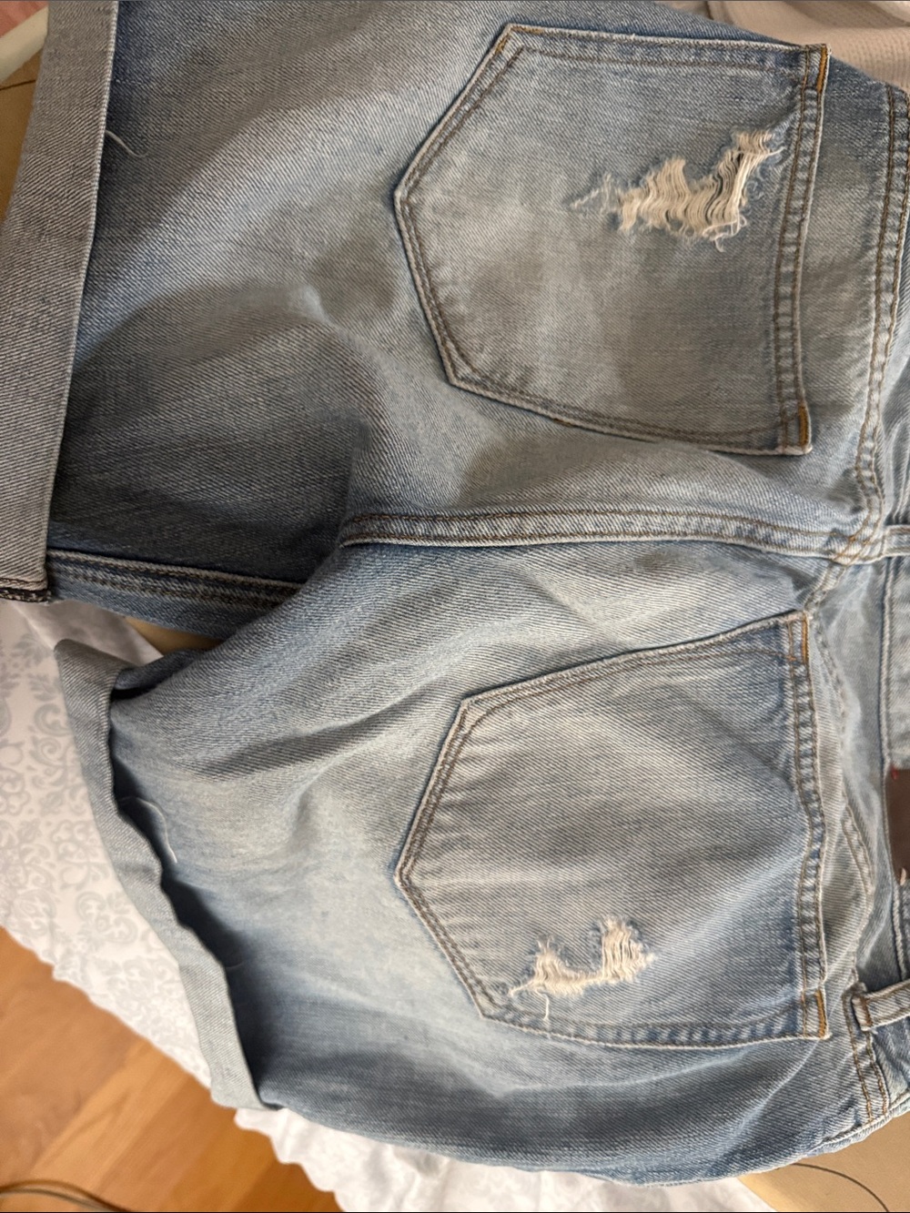 Banana Republic Light Blue Distressed Denim Jean Shorts - Picture 3 of 3